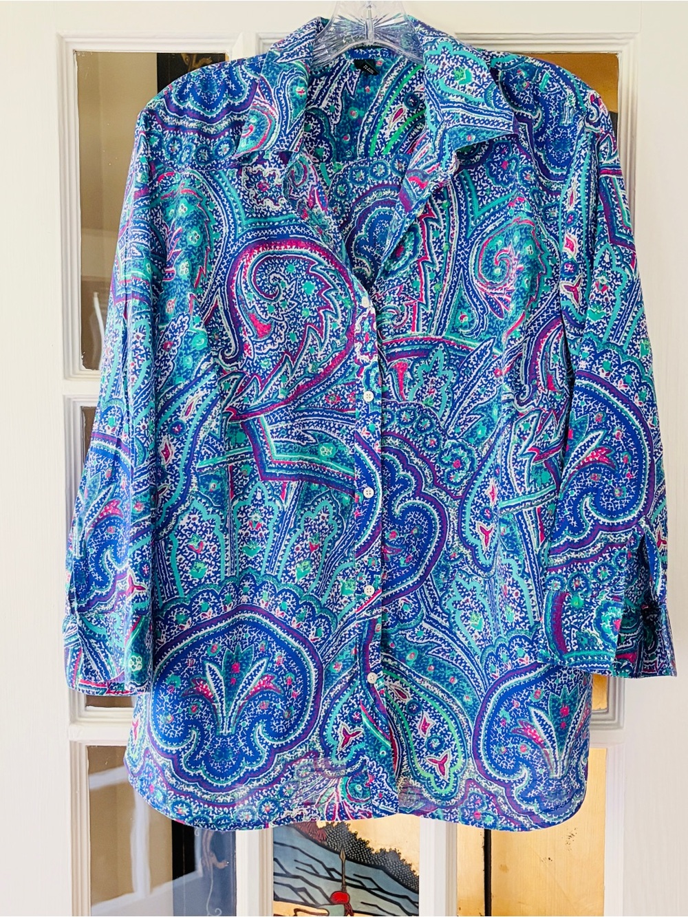 Lauren Ralph Lauren Colorful Paisley Button Down Shirt Cotton SZ 1X Cotton
